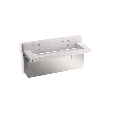 Kohler 60In Wall-Mount Trough Lavatory System With Backsplash In Et Statuario 81027-BSS-KES